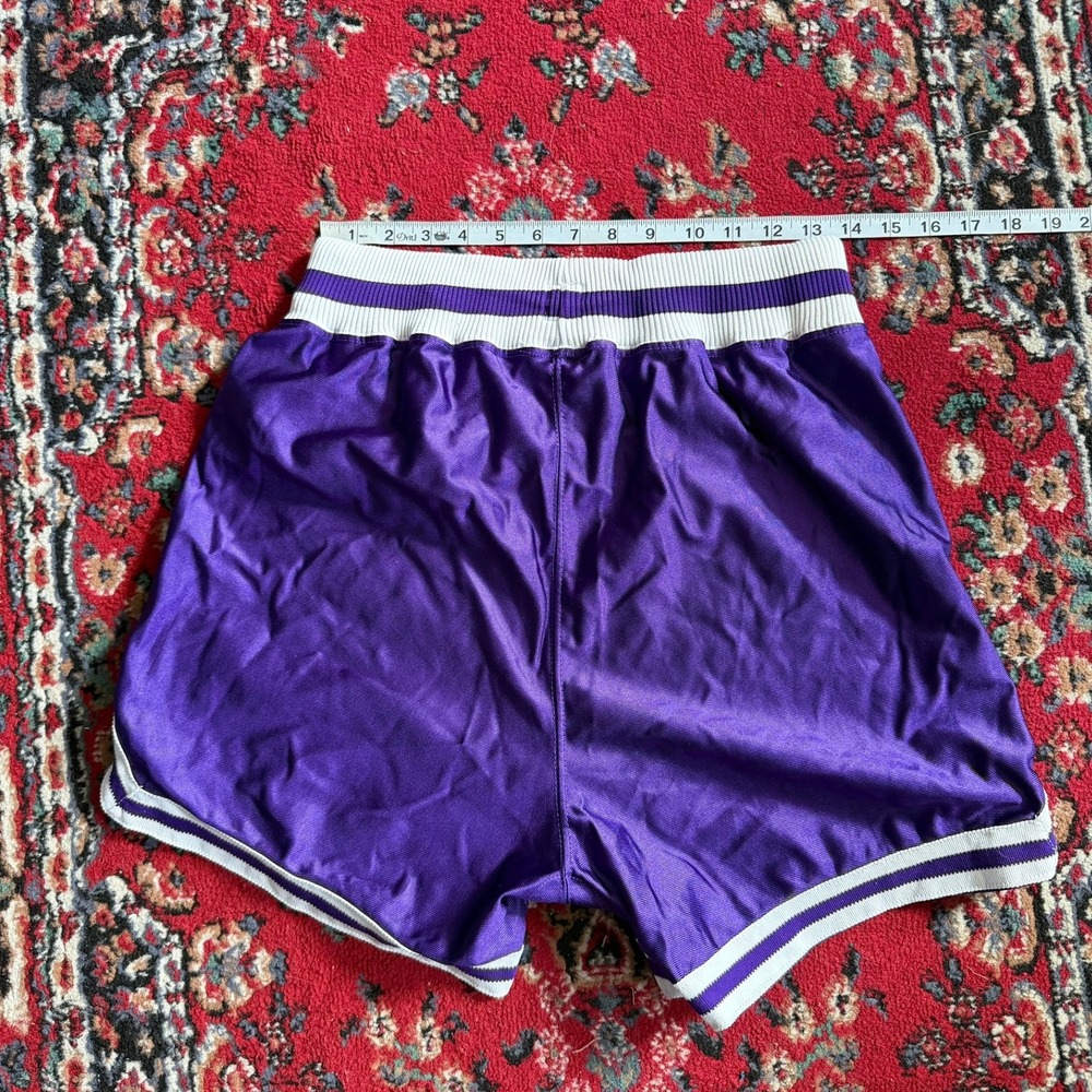 Vintage Champion Purple Mesh Basketball Shorts Native American Graphic Mens 36 - Picture 4 of 5